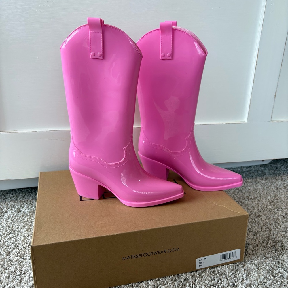 NIB Beach by Matisse Women's Annie Cowboy Rain Boots in Pink Size 7 Barbie - Picture 2 of 9